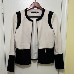 Ivanka Trump Black and Off-White Blazer with Modern Color-Block Design